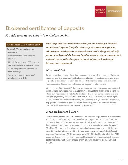 Brokered Certificates of Deposits - saf.wellsfargoadv... - Wells Fargo ...