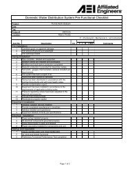 Domestic Water Distribution System Pre-Functional Checklist