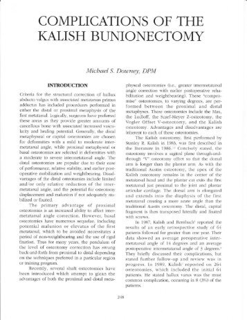 KALISH BT]NIONECTOMY - The Podiatry Institute