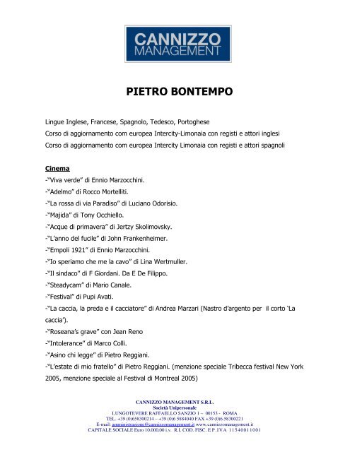 PIETRO BONTEMPO - Cannizzo Management