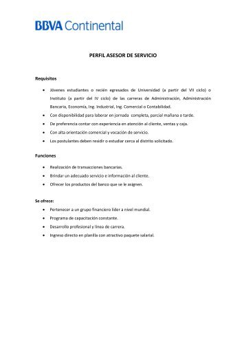 PERFIL ASESOR DE SERVICIO