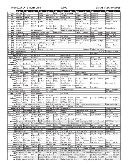 SUNDAY MORNING GRID 2/26/12 LATIMES.COM/TV TIMES - Blogs