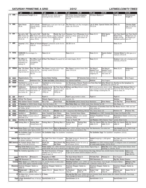 SUNDAY MORNING GRID 2/26/12 LATIMES.COM/TV TIMES - Blogs