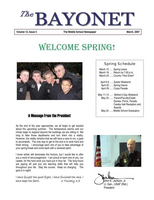 WELCOME SPRING! - Fork Union Military Academy