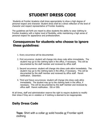 STUDENT DRESS CODE - Frontier Academy