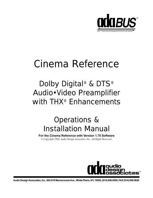 Cinema Referance Manual - Audio Design Associates