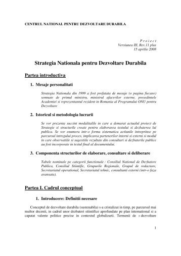 strategia nationala pentru dezvoltare durabila - Centrul National ...