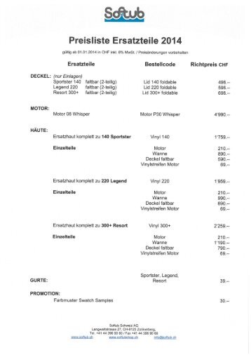 Preisliste Ersatzteile 2014 deutsch - Softub