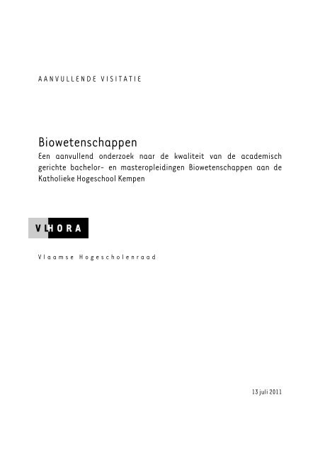 aanvullende beoordeling Biowetenschappen - Vlhora