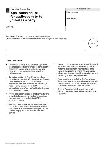 Application Notice Family Law