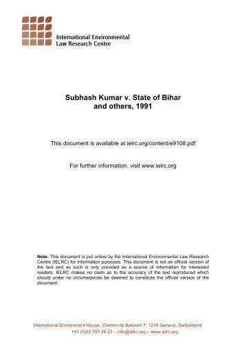 Subhash Kumar v. State of Bihar and others, 1991 - International ...