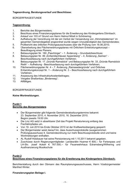 Sitzung vom 08.07.2010 (63 KB) - .PDF - Gemeinde Wilhering