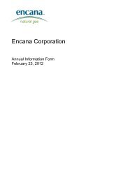 2011. In this annual information form - Encana