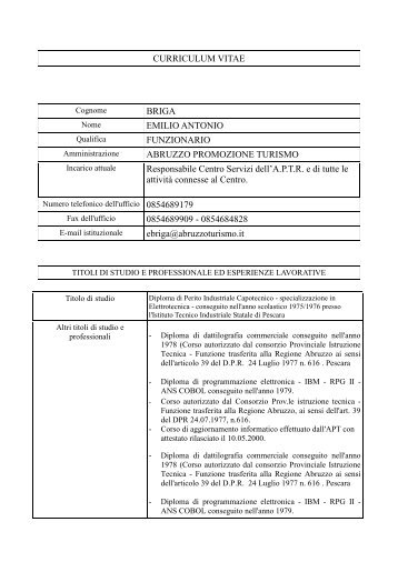 curriculum vitae - Abruzzo Promozione Turismo