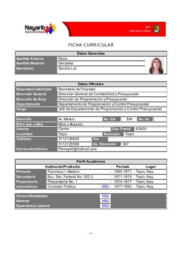 FICHA CURRICULAR - SecretarÃ­a de AdministraciÃ³n y Finanzas