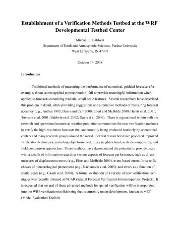 Establishment of a verification testbed at the WRF Developmental ...