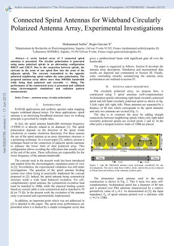 Connected Spiral Antennas for Wideband Circularly Polarized ...