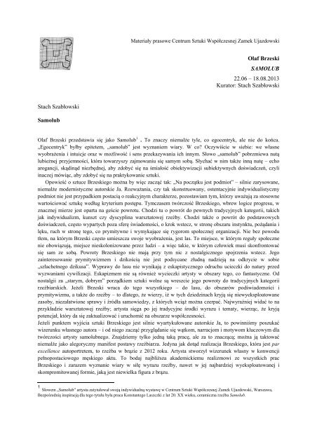 tekst kuratorski Stacha SzabÅowskiego, PDF - Centrum Sztuki ...