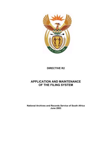 R2 Application Examples Directive R2 - Application and Maintenance of the Filing System