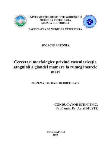 REZUMAT TEZA DE DOCTORAT ROMANA - USAMV Cluj-Napoca