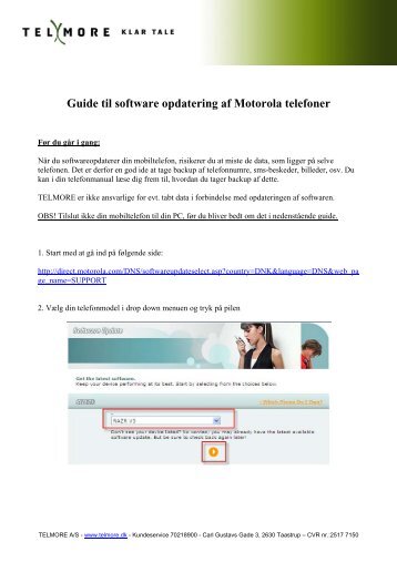 Guide til software opdatering af Motorola telefoner - Telmore