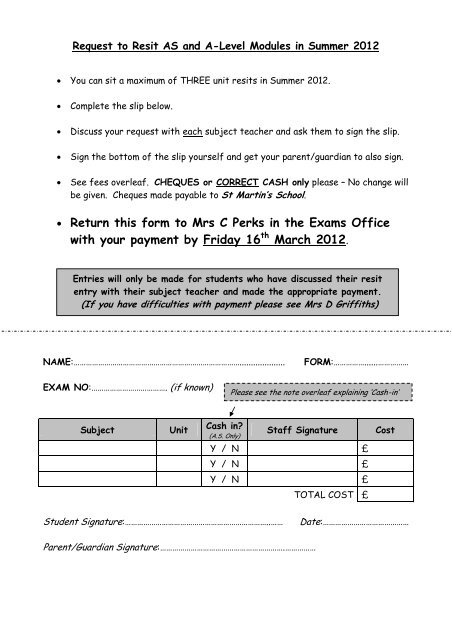 RESIT of Examination Modules