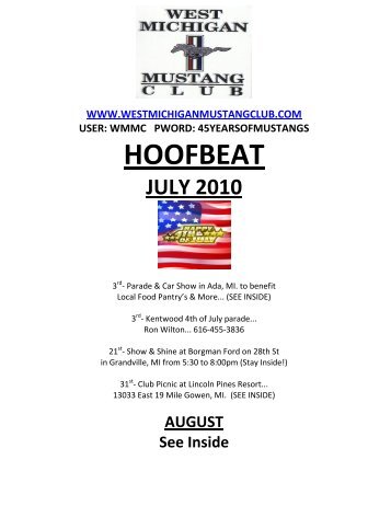 HOOFBEAT - West Michigan Mustang Club