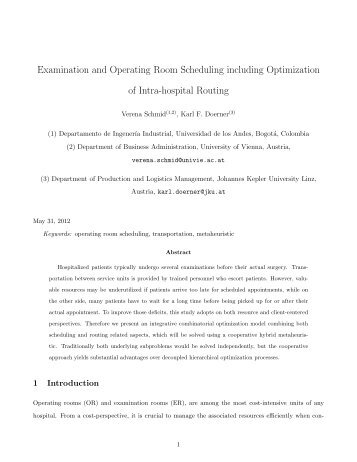 Examination and Operating Room Scheduling including ...