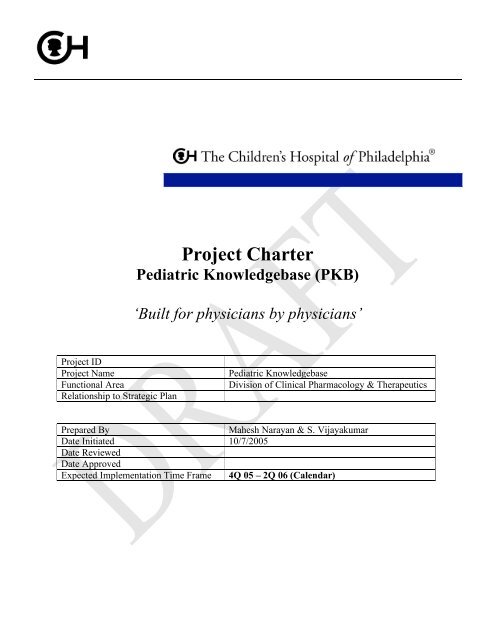 Project Charter - The Children's Hospital of Philadelphia - Research ...