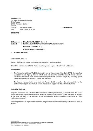 Modle Standard EADS Astrium - emits - ESA