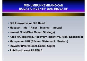 menumbuhkembangkan budaya inventif dan inovatif ... - ITB