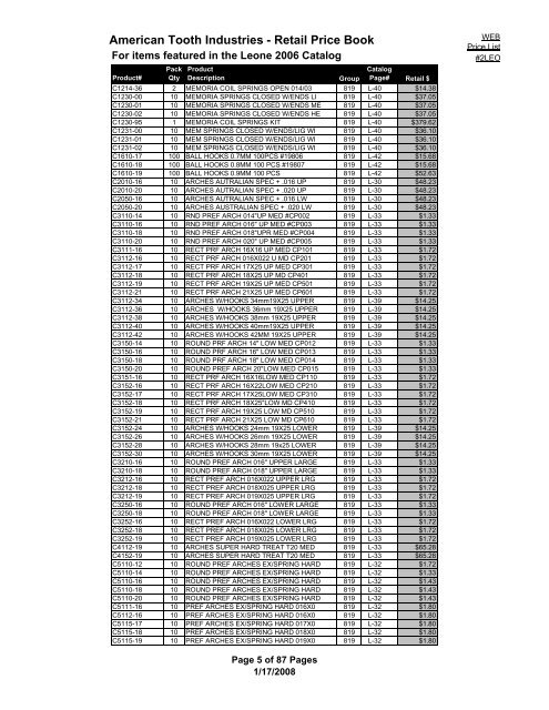 #2/LEO PRICE LIST 2008 - American Tooth Industries