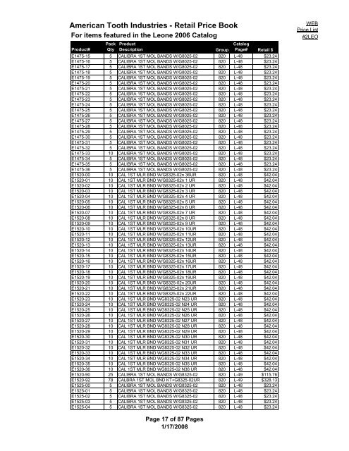 #2/LEO PRICE LIST 2008 - American Tooth Industries