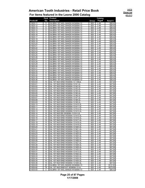 #2/LEO PRICE LIST 2008 - American Tooth Industries