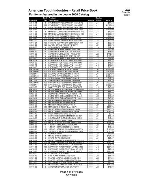 #2/LEO PRICE LIST 2008 - American Tooth Industries