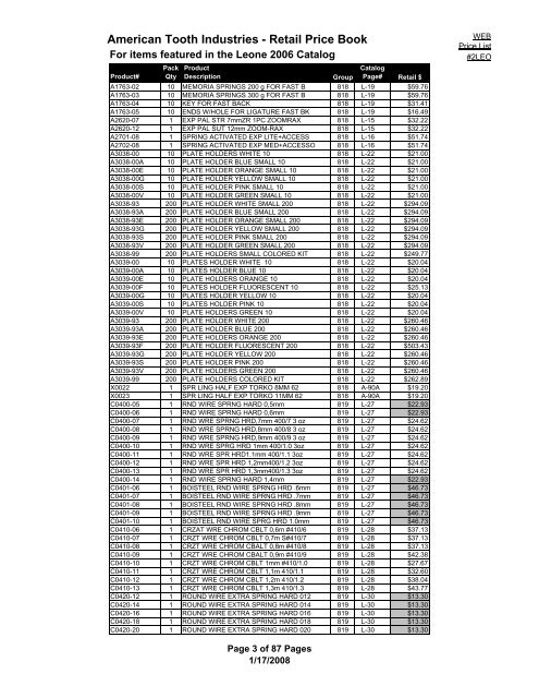 #2/LEO PRICE LIST 2008 - American Tooth Industries