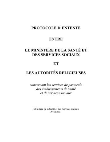 Protocole d'entente entre le ministÃ¨re de la SantÃ© et des Services ...