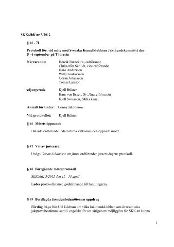 protokollet - Svenska Kennelklubben