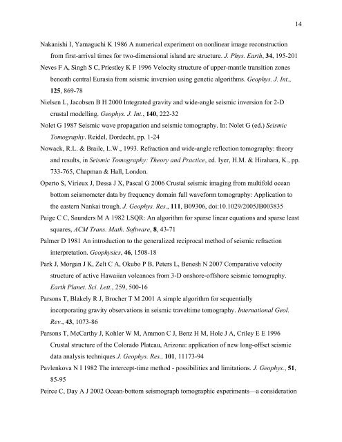 Forward and inverse modeling reference list by Colin Zelt