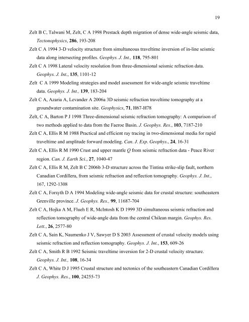 Forward and inverse modeling reference list by Colin Zelt