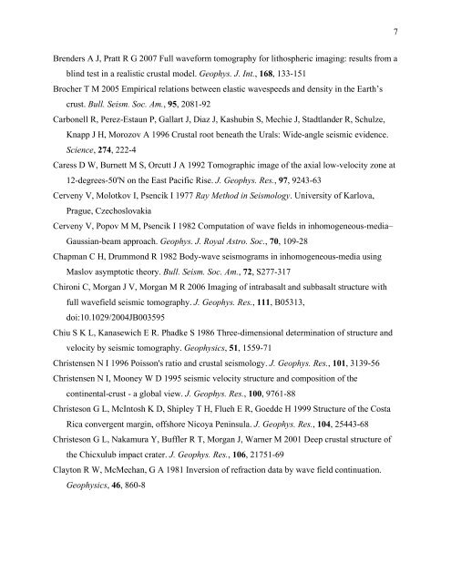 Forward and inverse modeling reference list by Colin Zelt