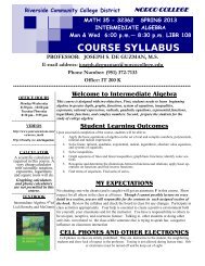 COURSE SYLLABUS - Riverside Community College