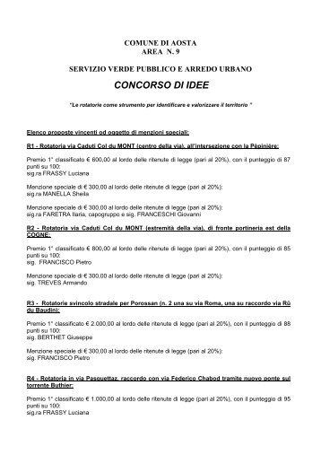 CONCORSO DI IDEE - Comune di Aosta