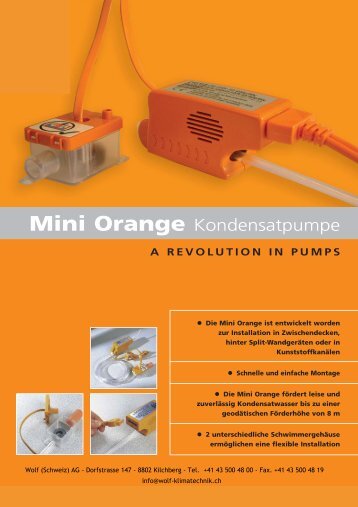 Prospekt Mini Orange Kondensatpumpe - Wolf (Schweiz) AG