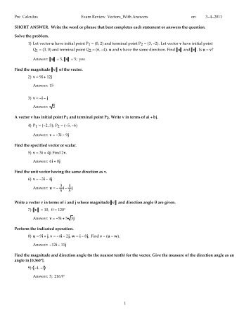 Pre Calculus Exam Review Vectors_With Answers.pdf