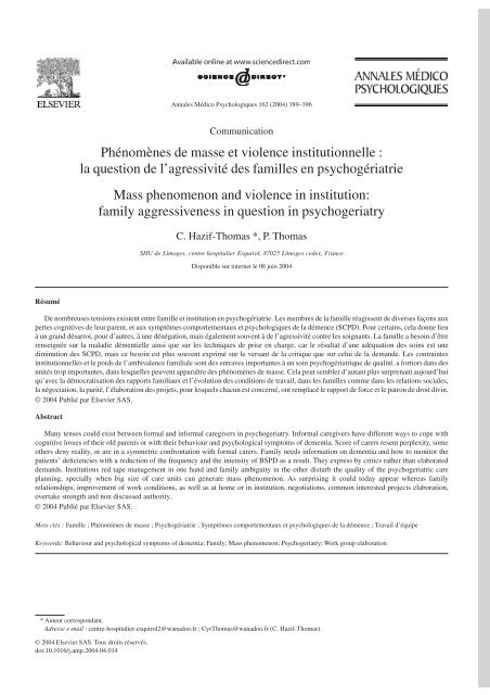 PhÃ©nomÃ¨nes de masse et violence institutionnelle - Centre ...