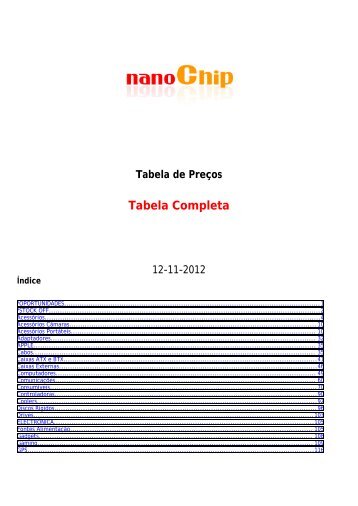 Tabela Completa - NanoChip
