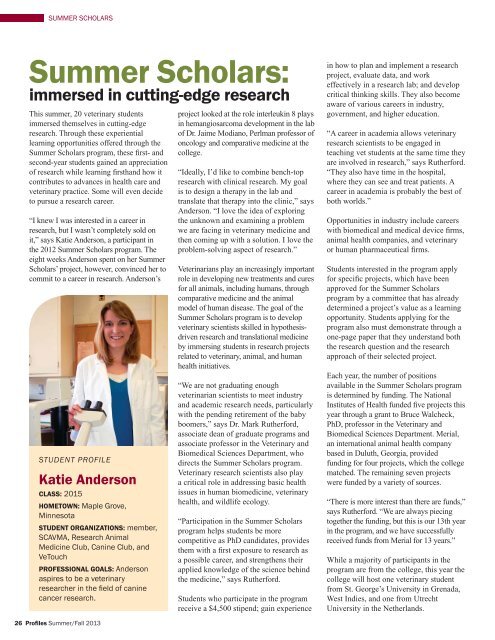 Summer/Fall 2013 PDF - University of Minnesota College of ...