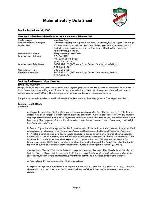 Material Safety Data Sheet