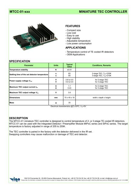 Mtcc 01 Miniature Tec Controller Vigo System Sa